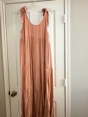 Rachel Pally Tie-Shoulder Peach Maxi Dress